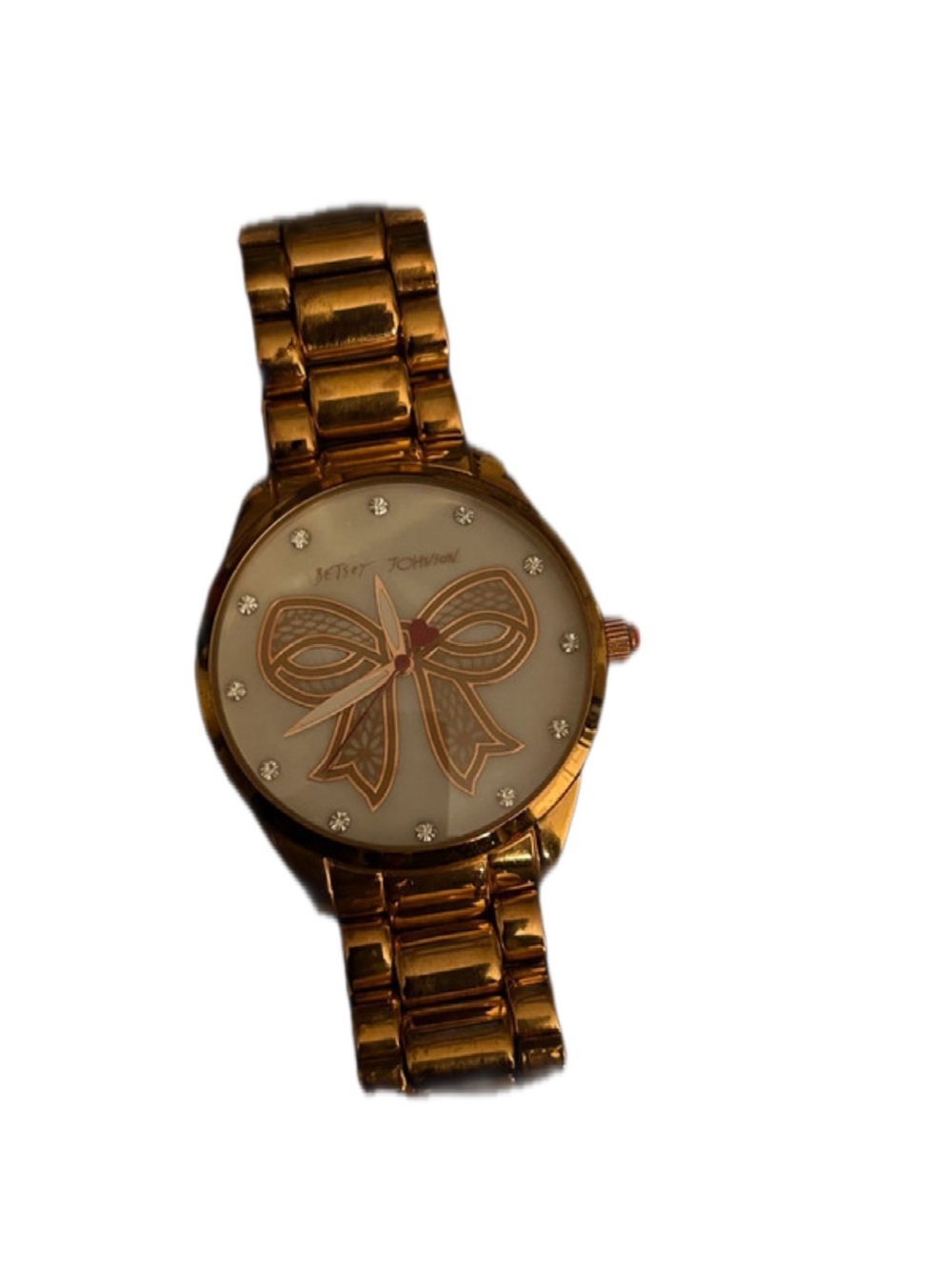 Betsey Johnson Gold-Tone Bow Accent Women's Bracelet Watch